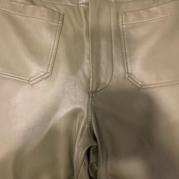 Maeve By Anthropology Faux Leather Olive Green Wide-Leg Pants Size 27 - Picture 6 of 6